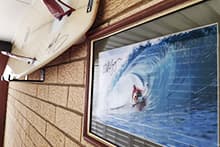 Surfboard on wall